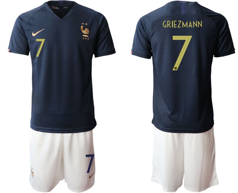 Men 2019-2020 Season National Team French home #7 blue Soccer Jerseys->->Soccer Country Jersey